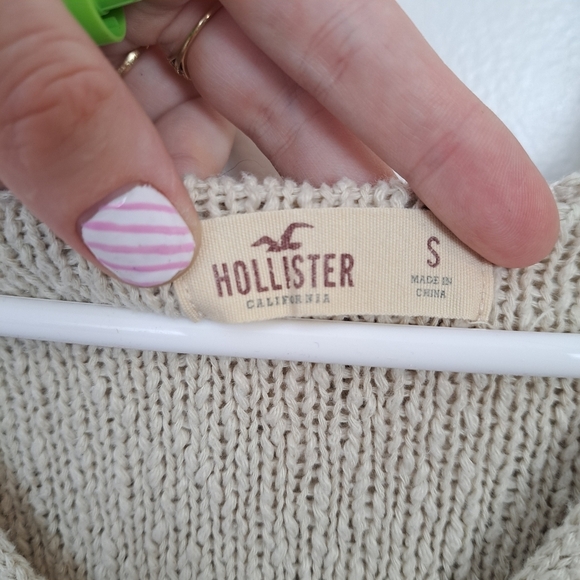 Hollister Cream Striped Fringe Boho Beachy Festival Hooded Pullover Sweater Sz S - Picture 5 of 8